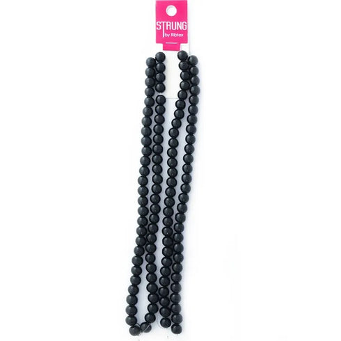 8mm Round Glass Strung Beads -112pcs (available in 2 colours)